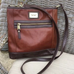 Tiananello crossbody 2-tone Browns attached wallet